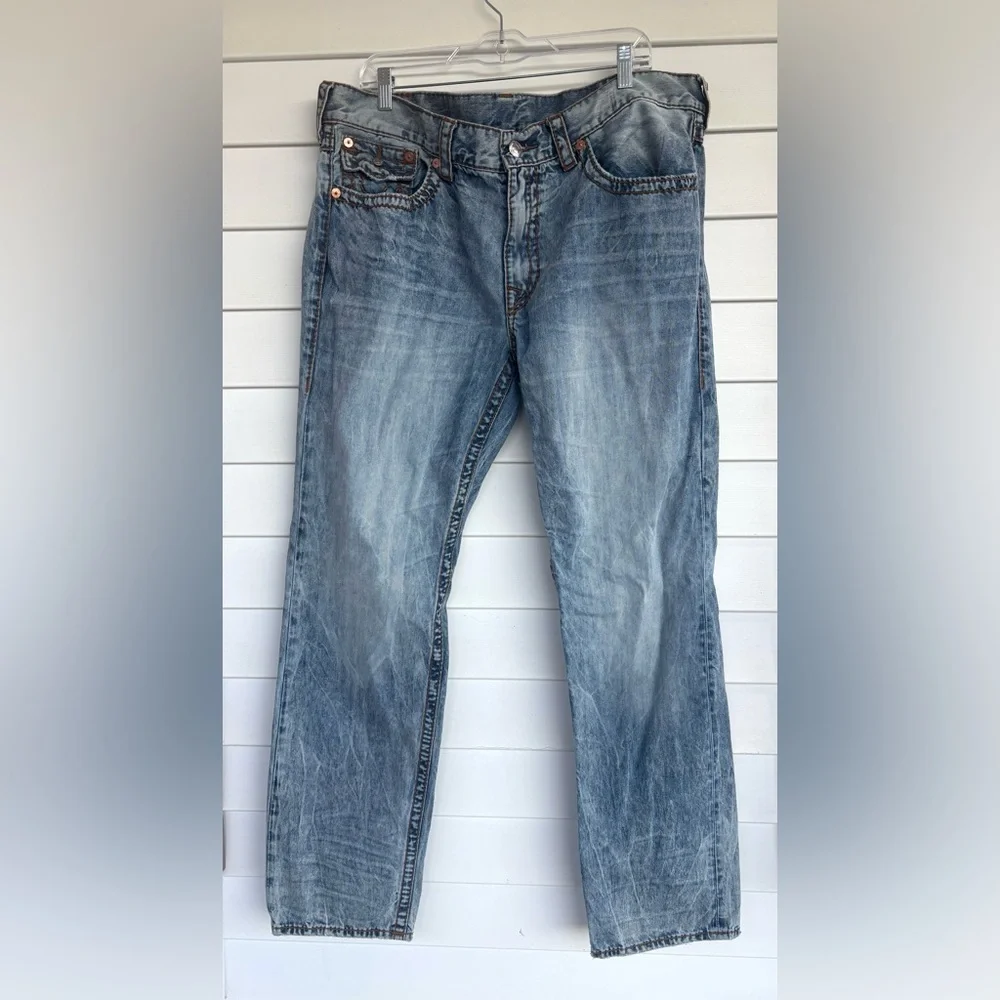 True Religion Men's Slim Jeans in Light Wash Blue